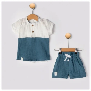 Müsln Kumaş Erkek Bebe Takım % 100 Pamuk