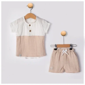 Müsln Kumaş Erkek Bebe Takım % 100 Pamuk