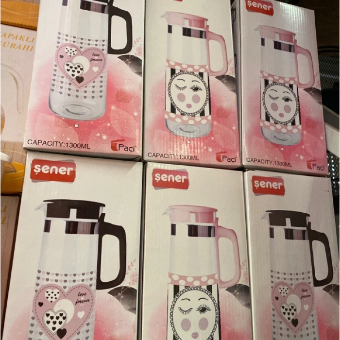 CAM SÜRAHİ RENKLİ KAPAKLI 400495