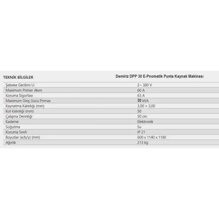 Demiriz DPP 30 E-Pnomatik Punta Kaynak Makinası