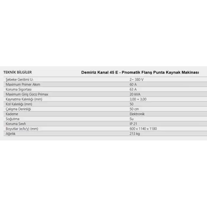 Demiriz Kanal 45 E - Pnomatik Flanş Punta Kaynak Makinası