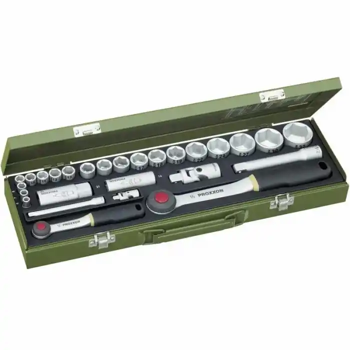 Proxxon 23020 ¼ ve ½ Cırcır Kollu 27 Parçalı Lokma Takımı