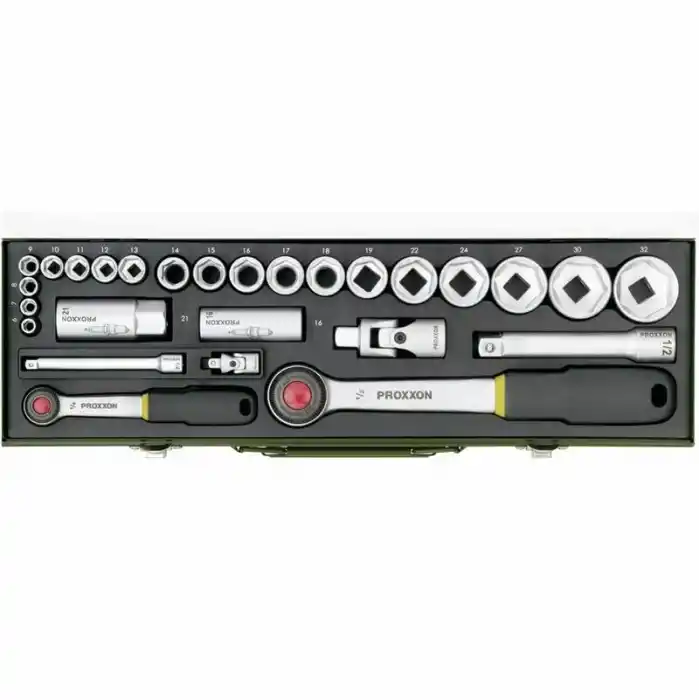 Proxxon 23020 ¼ ve ½ Cırcır Kollu 27 Parçalı Lokma Takımı