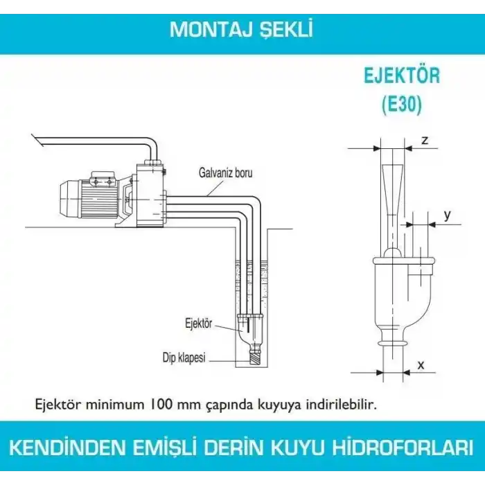 Baymak DP 151 M Derin Kuyu Hidroforu 50 Lt E20 Enjektörlü