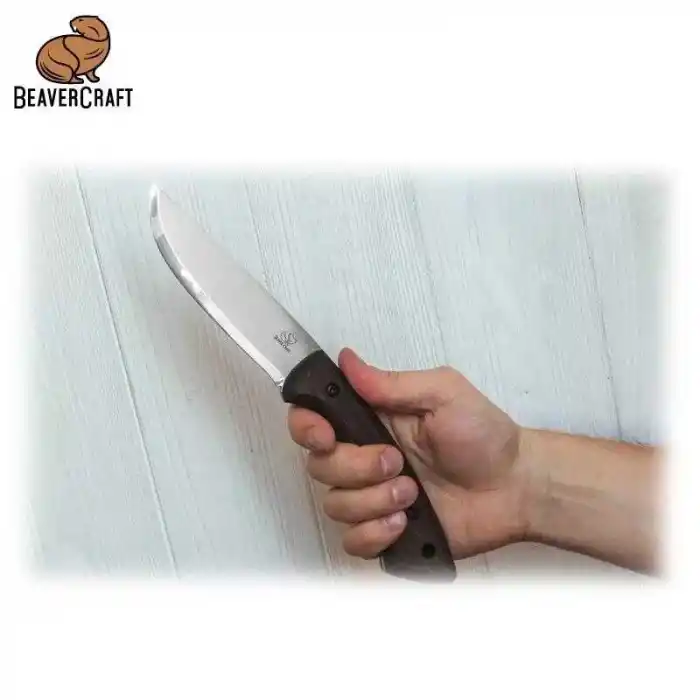 BeaverCraft BSH1 Dune Ceviz Saplı Deri Kılıflı Kamp ve Av Bıçağı