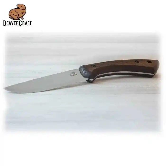 BeaverCraft BSH1 Dune Ceviz Saplı Deri Kılıflı Kamp ve Av Bıçağı