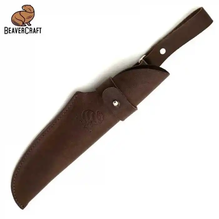 BeaverCraft BSH3 Nightfall Ceviz Saplı Deri Kılıflı Kamp ve Av Bıçağı