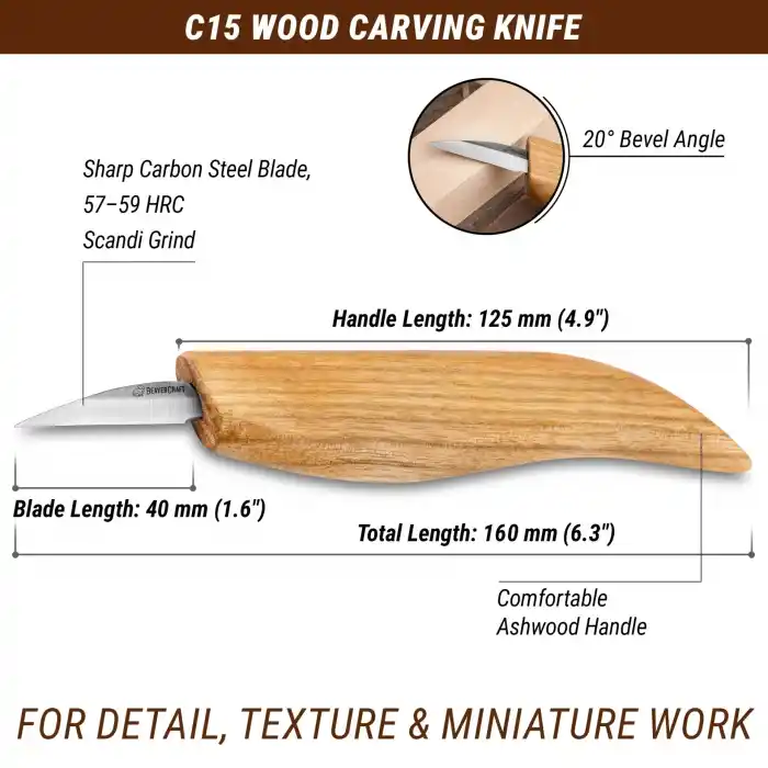 BeaverCraft C15 İnce Detay Ahşap Oyma Bıçağı