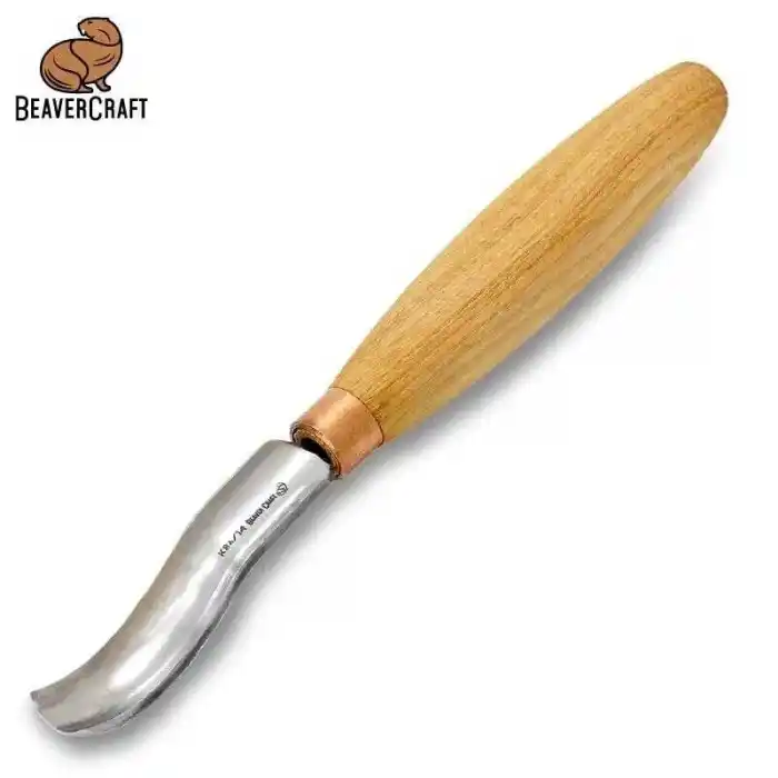 BeaverCraft K8A/14 Bükülmüş Sığ Oluklu Kısa Ahşap Oyma Iskarpelası No.8