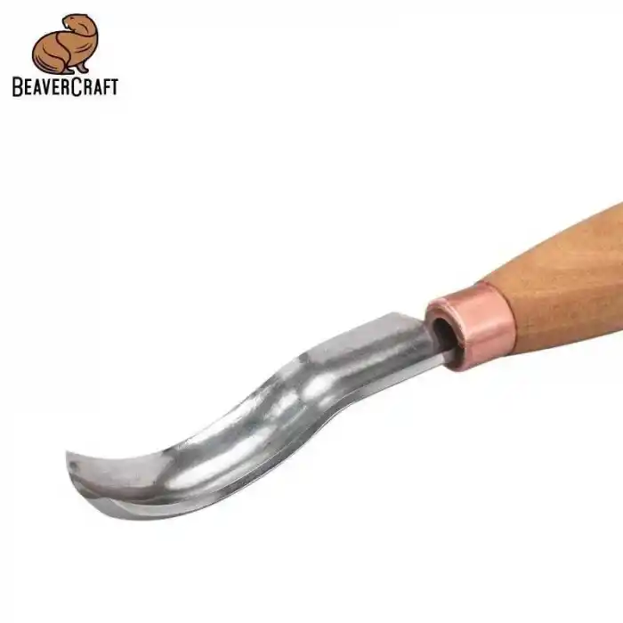 BeaverCraft K8A/14 Bükülmüş Sığ Oluklu Kısa Ahşap Oyma Iskarpelası No.8