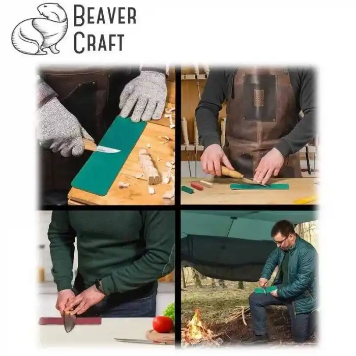 BeaverCraft LS7P03 Deri Parlatma Kayışı ve Macunu Seti 4 Parça