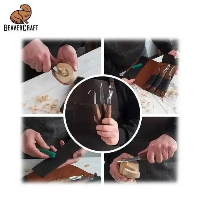 BeaverCraft S14X Premium Ceviz Saplı Ahşap Kaşık Oyma Seti 6 Parça