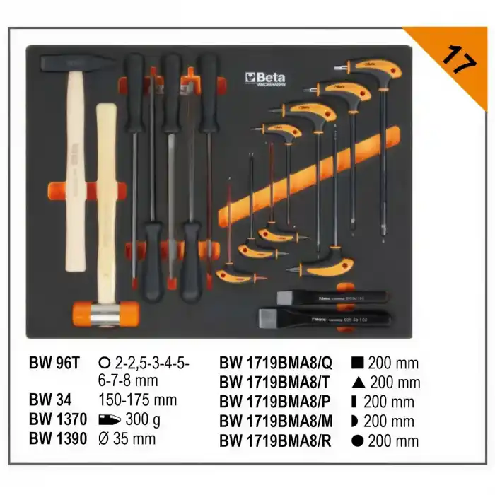 Beta C45PRO Takım Arabası için BW 5945/2024 Alet Takımı 268 Parça