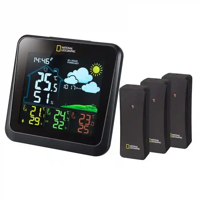 Bresser National Geographic VA Renkli Ekranlı ve 3 Sensörlü Meteoroloji İstasyonu