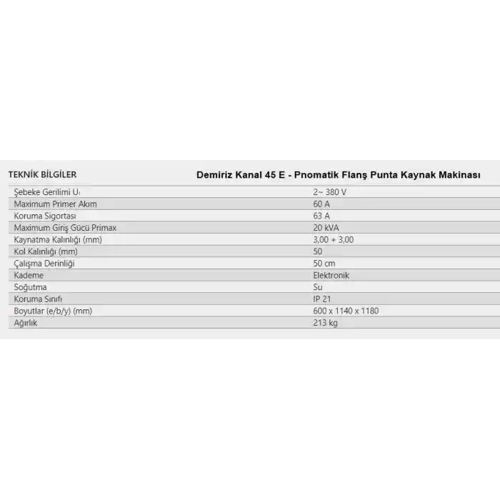 Demiriz Kanal 45 E - Pnomatik Flanş Punta Kaynak Makinası