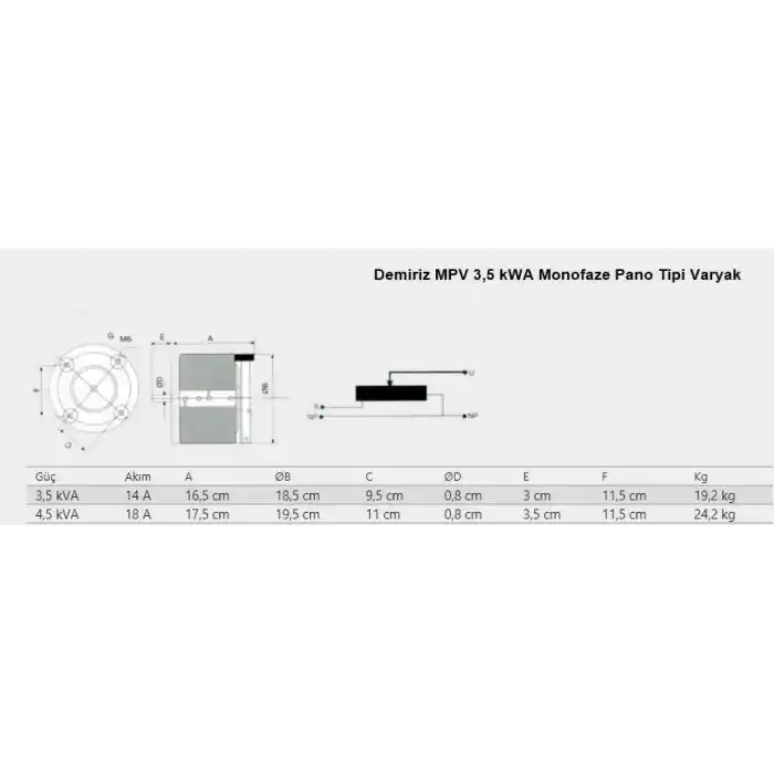 Demiriz MPV 3,5 kVA Kutusuz Monofaze Varyak