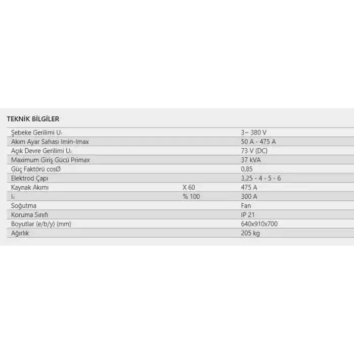 Demiriz TDC 475 DC Turbo Ark Kaynak Redresörü