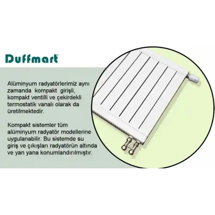 Duffmart Alize 120x18 cm Krom Alüminyum Radyatör