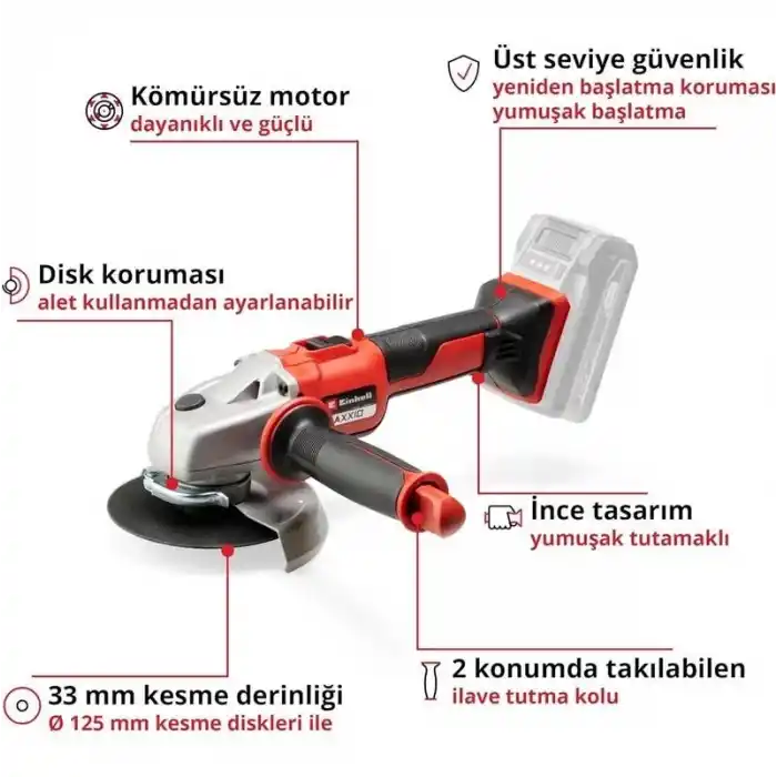 Einhell Axxio TE-AG 18/125 Li Solo Akülü Avuç Taşlama