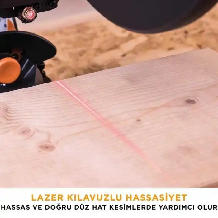 Evolution 053-0003B R255SMS-DB+ Çift Eğimli Kızaklı Bileşik Gönye Kesme Makinesi, 255mm