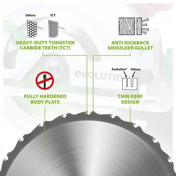 Evolution F185TCT-16CS Çoklu Malzeme için Dairesel Testere Bıçağı 185mm