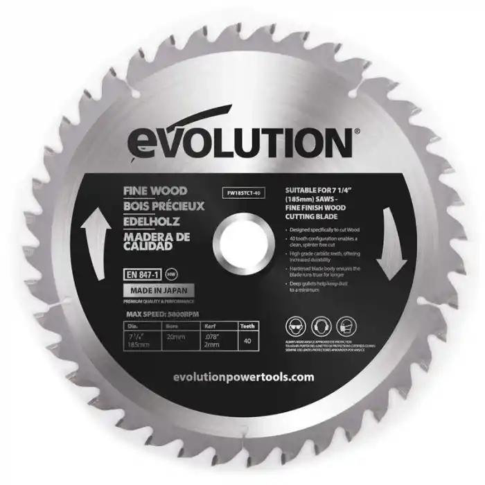 Evolution FW185TCT-40 İnce Ahşap Daire Testere Bıçağı 185mm