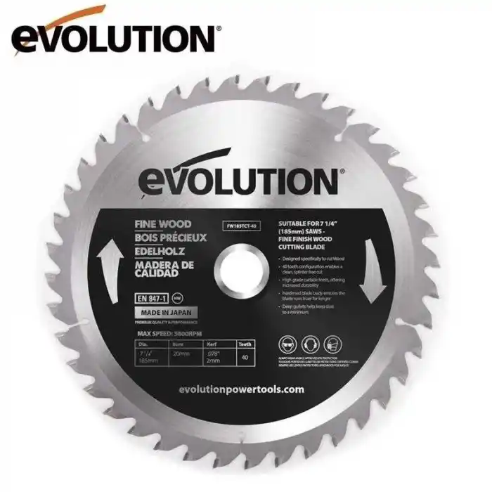 Evolution FW185TCT-40 İnce Ahşap Daire Testere Bıçağı 185mm