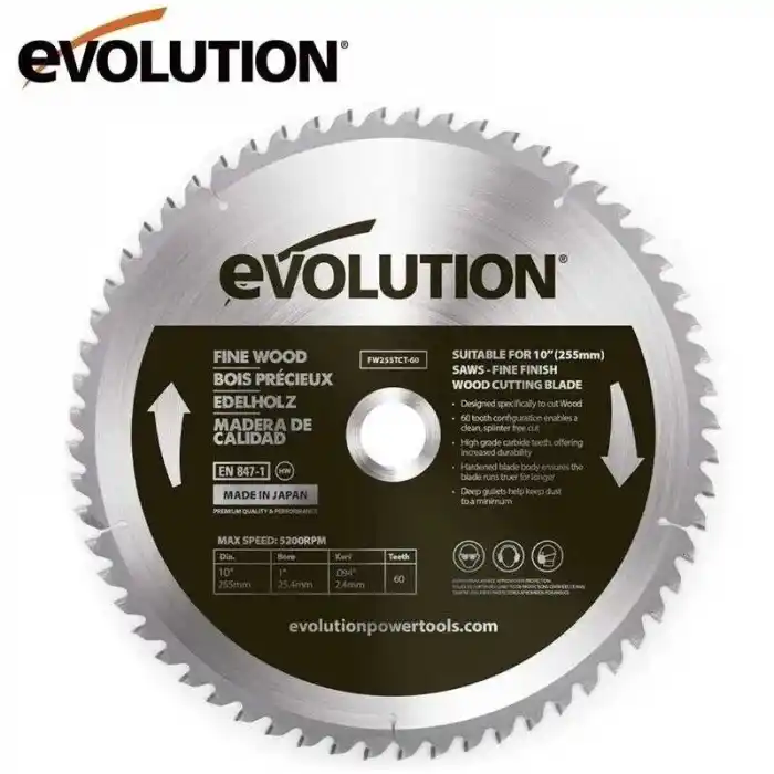 Evolution FW255TCT-60 İnce Ahşap Daire Testere Bıçağı 2555mm
