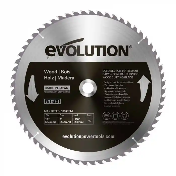 Evolution GW355TCT-60 Ahşap Daire Testere Bıçağı 355mm