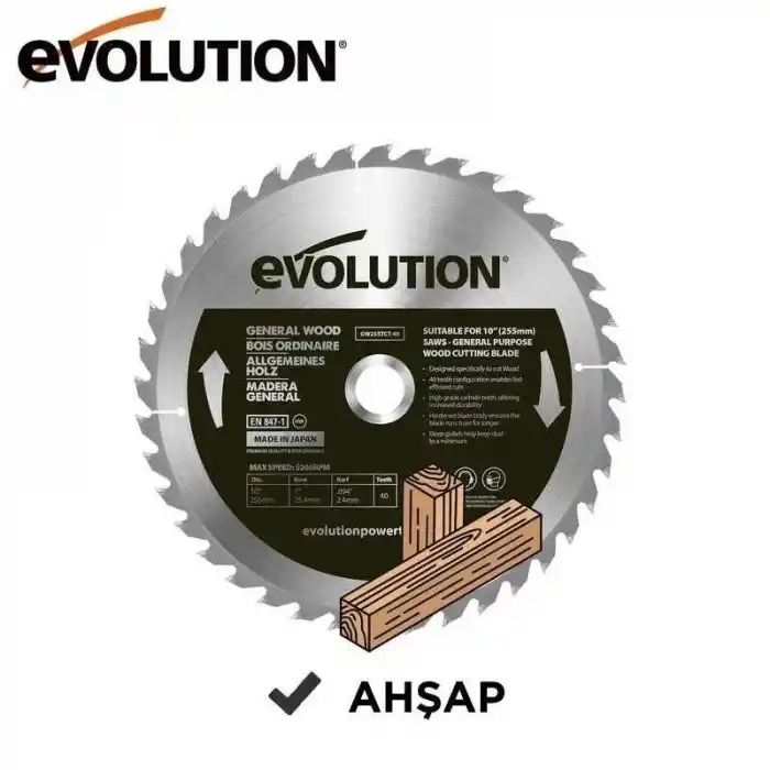 Evolution GW355TCT-60 Ahşap Daire Testere Bıçağı 355mm