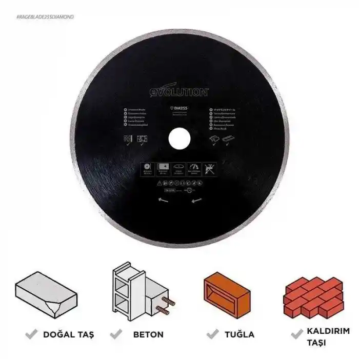 Evolution RAGEBLADE255DIAMOND Elmas Testere Bıçağı 255mm