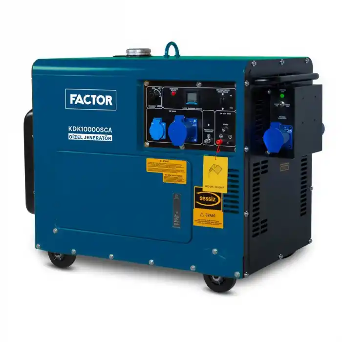 Factor KDK10000SCA Kabinli Marşlı Dizel Otomatik Monofaze Jeneratör 9,4 kVa