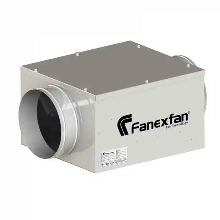 Fanexfan FDKF- Y - 160 Geriye Eğimli Yuvarlak Giriş ve Çıkışlı Akustik İzoleli Dikdörtgen Kanal Fanı Monofaze