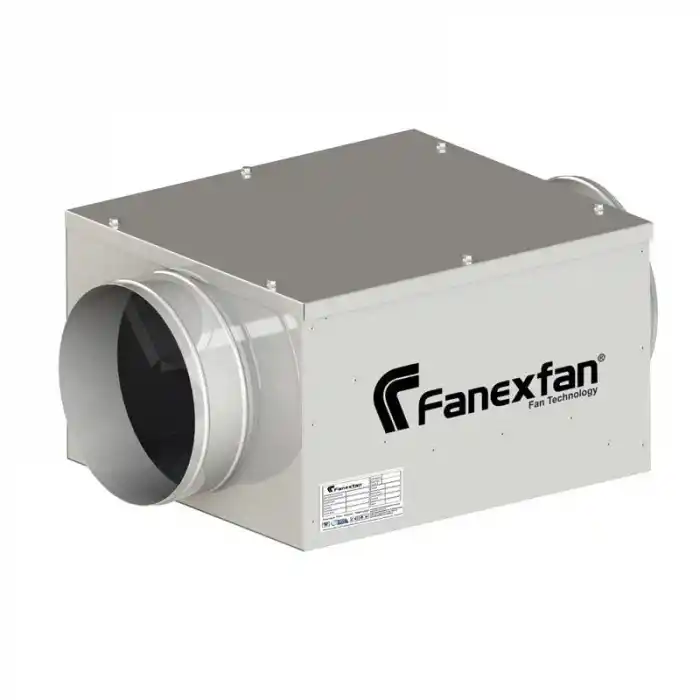 Fanexfan FDKF- Y - 400 Geriye Eğimli Yuvarlak Giriş ve Çıkışlı Akustik İzoleli Dikdörtgen Kanal Fanı Monofaze