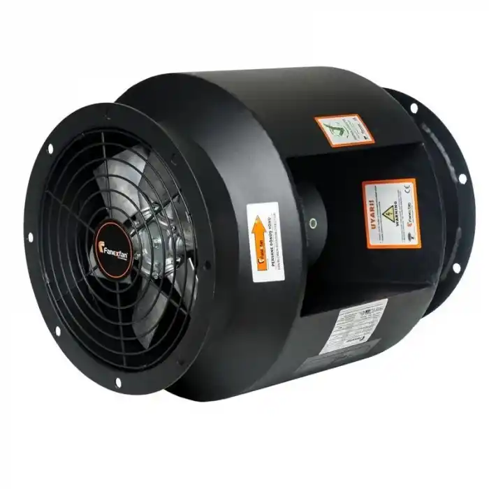 Fanexfan FRTF-350 (2) Yuvarlak Kanal Tipi Aksiyal Tüp Fanlar (Motor Hava Akımı Dışına 180 Derece Dayanıklı) Trifaze