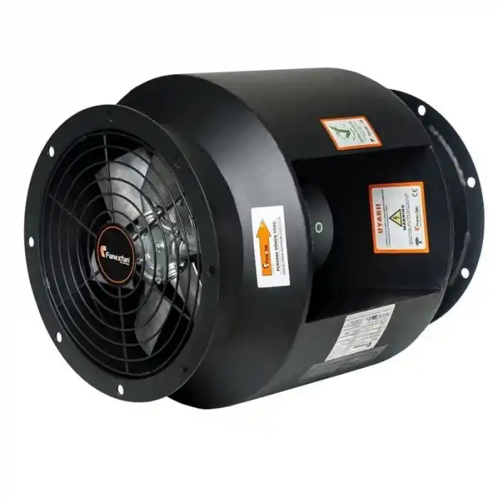 Fanexfan FRTF-400 (2) Yuvarlak Kanal Tipi Aksiyal Tüp Fanlar (Motor Hava Akımı Dışına 180 Derece Dayanıklı) Trifaze