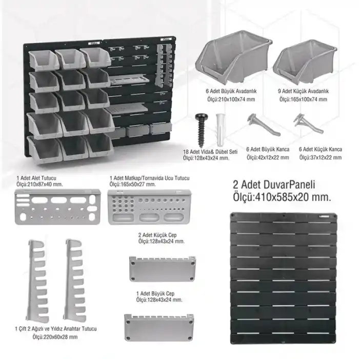Full DPS35 Duvar Panel Seti Avadanlık Askı 35 Parça