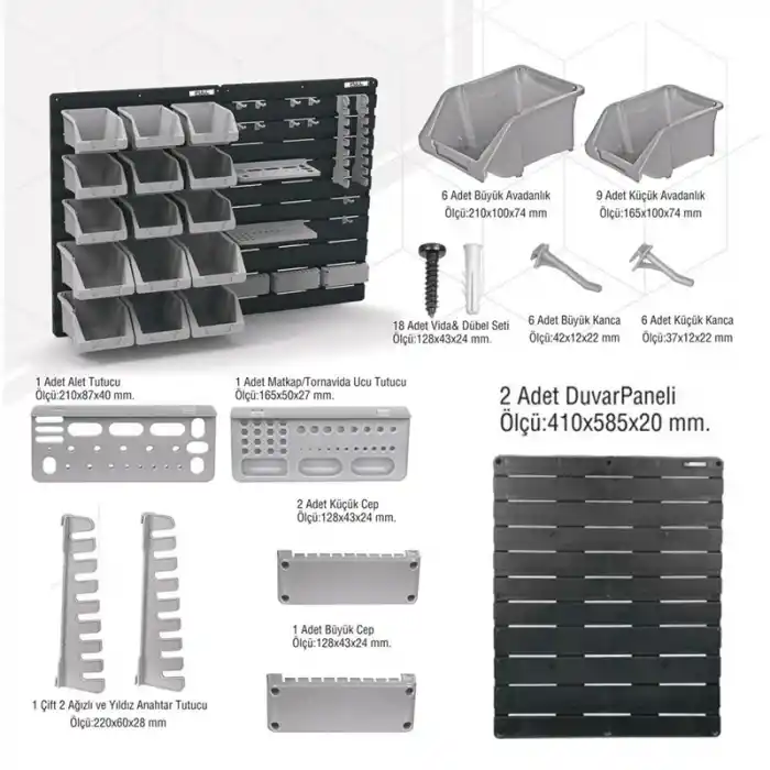 Full DPS35 Duvar Panel Seti Avadanlık Askı 35 Parça