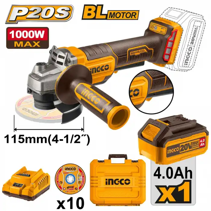 Ingco CAGLI2111561 Akülü Avuç Taşlama 115 mm