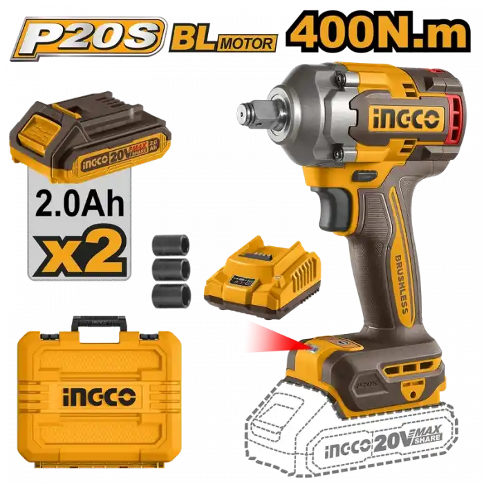 Ingco CIWLI2040E Akülü Somun Sıkma 1/2 550 Nm