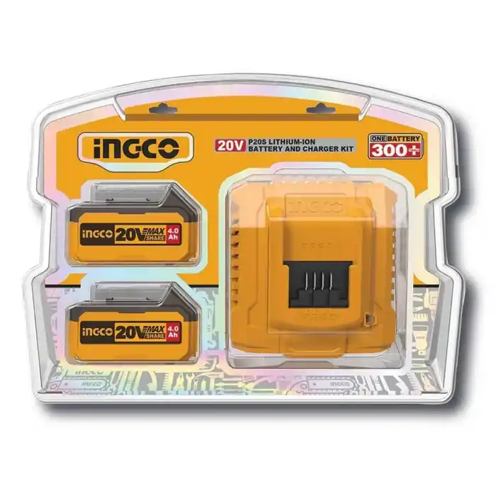Ingco FBCPK1424E Akü ve Şarj Cihazı Seti 20V 2x4.Ah