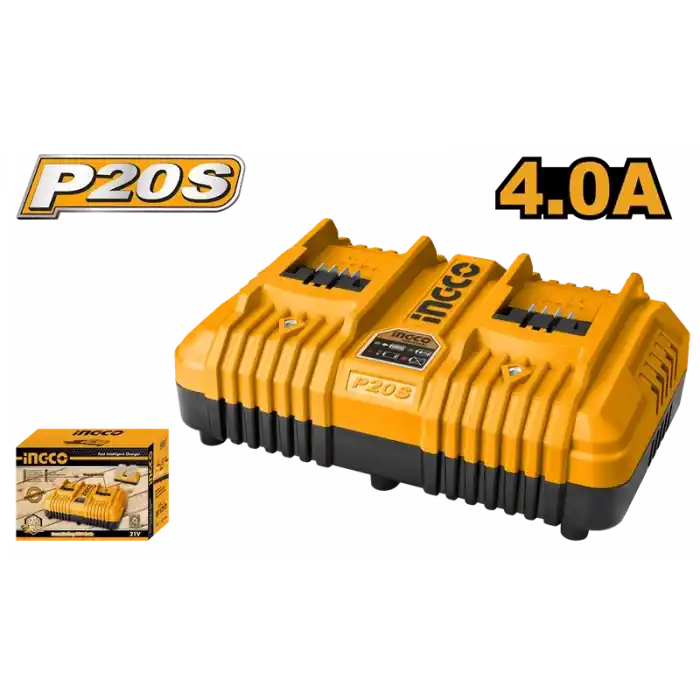 Ingco FCLI2034E Hızlı Akıllı Şarj Cihazı 20V 4.0Ah 2 Portlu