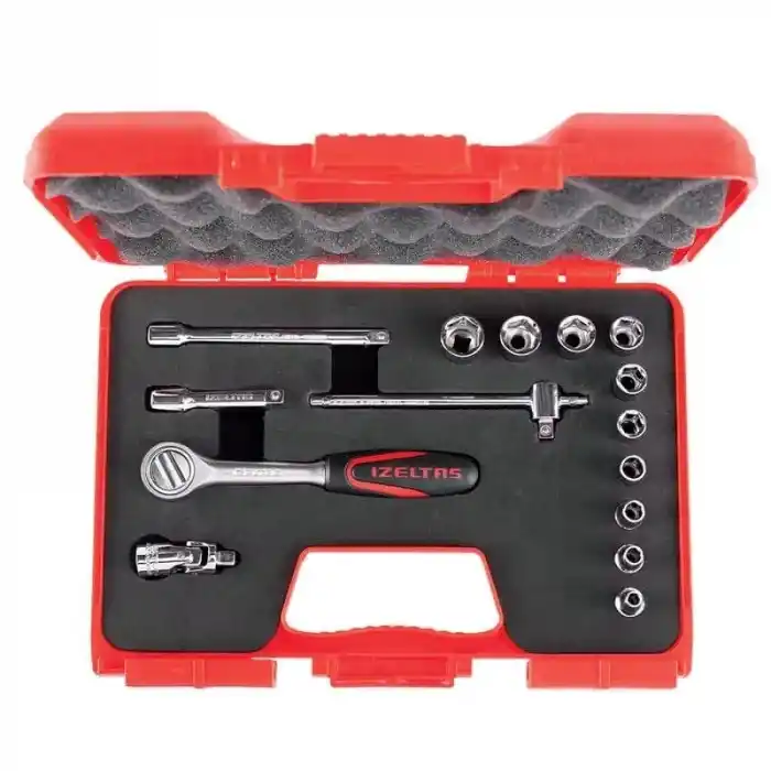 İzeltaş 1107006015 15 Parça 1/4 Altı Köşe Lokma Anahtar Takımı