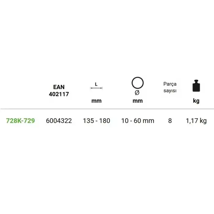 Kukko 728K-729 Segman Pensesi Seti 8 Parça