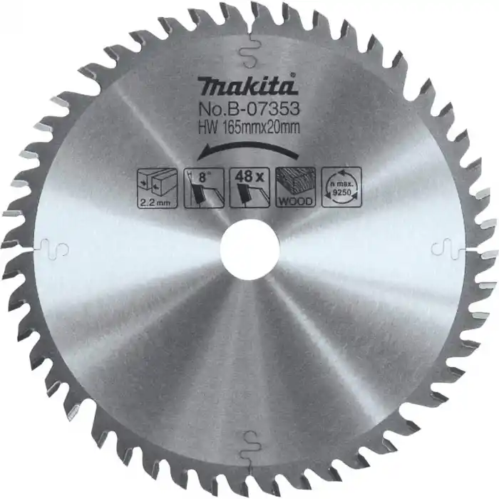 Makita B-07353 SP6000K,DSP600 Daire Testere için Elmas Daire Testere Bıçağı 165x20mm 48 Diş