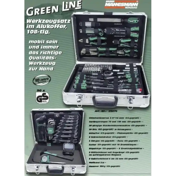 Mannesmann 29075 Alüminyum Takım Çantalı Alet Seti, 108 Parça