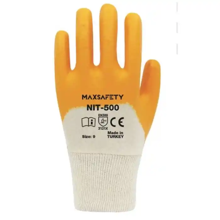 MaxSafety NIT-500 Nitril Kaplı Eldiven