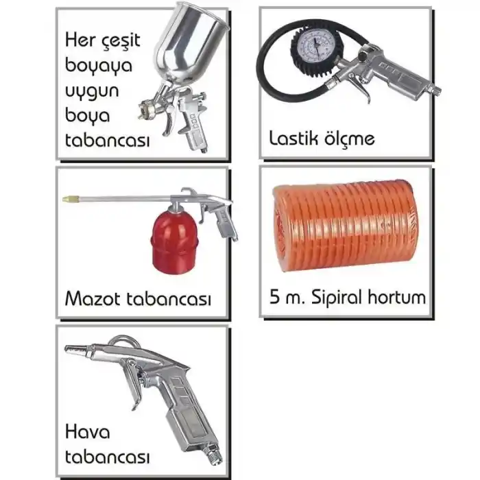 Ozco OS79501 5 Parça Havalı Alet Aksesuar Seti