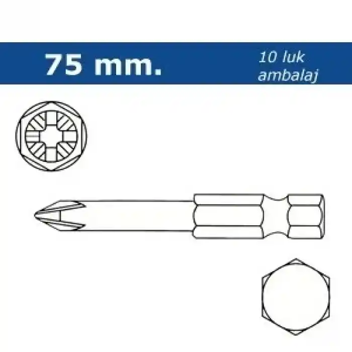 Proscr SCR03073 PH1 75mm Yıldız Bits Ucu