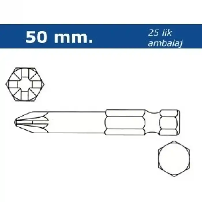Proscr SCR03165 PZ2 50mm Pozi Bits Ucu